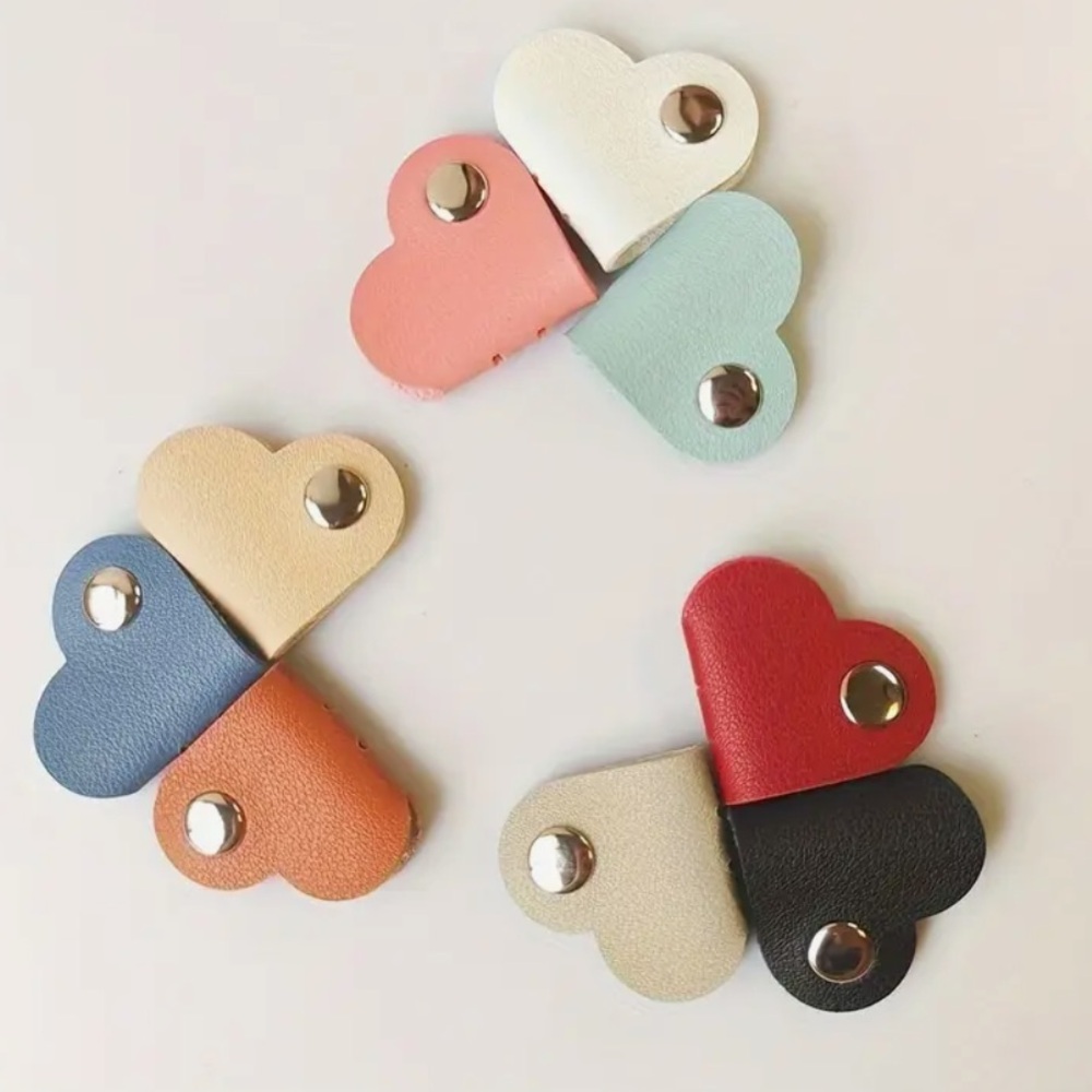 Leather Heart-Shaped Cable Organizers - Picture 2 of 5